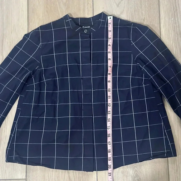 Madewell Bell-Sleeved Buttondown Shirt in Windowpane Navy Women’s XXS - Picture 6 of 8